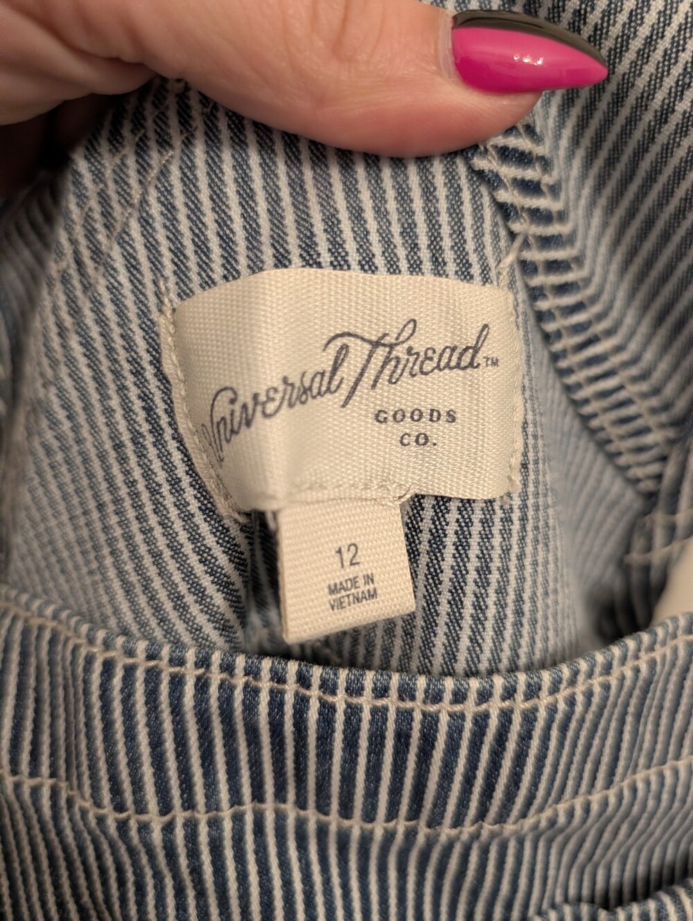 Universal Thread Railroad Stripe Denim Overalls Size 12 New - Picture 4 of 8